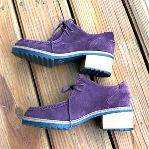 Clark’s purple suede shoes